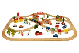 Bigjigs Wooden Railway - Town and Country Train Set